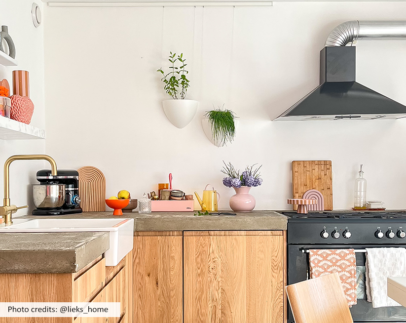 NL planten aan muur met botaniq hangbloempot in de keuken