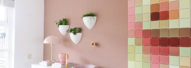 EN botaniq hanging flower pot in white filled with plants on the wall